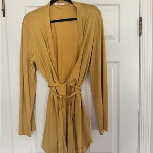 Yellow Long Sleeve Dress with Tie Waist